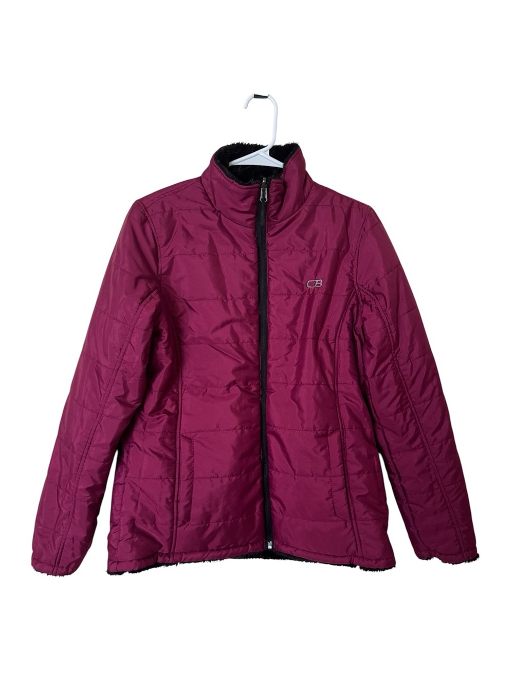 CB Sport Reversible Puffer Jacket NWT Size S, Pink & Black Faux Fur